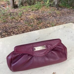Cole Haan Burgundy Pebble Leather Clutch